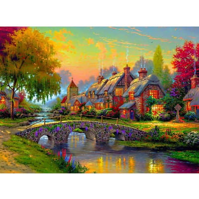 Bricolage 5D diamant point de croix couleur peinture maison carré/rond diamant broderie mosaïque Art décoration de la maison Full Round (20X30CM)