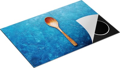 Chefcare Inductie Beschermer Lepel op Blauwe Marmer - 80x50 cm - Afdekplaat Inductie - Kookplaat Beschermer - Inductie Mat