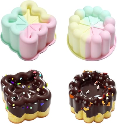 Taartbakvormen set 2 stuks - vierkante en ronde siliconen - kleurrijk en flexibel - ideaal voor taarten en cheesecakes - ShopVlot