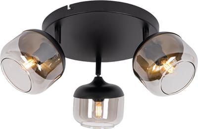 QAZQA kyan - Design Plafondspot | Spotje | Opbouwspot - 3 lichts - Ø 22 cm - Zwart Goud - Woonkamer | Slaapkamer | Keuken