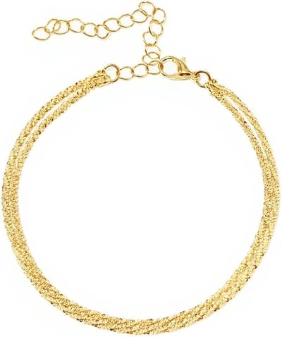 Elegante S925 Zilveren Enkelsieraad voor Vrouwen, Waterdichte Dubbele Laag Anklet, Perfecte Sieraad Cadeau voor Vrouwen