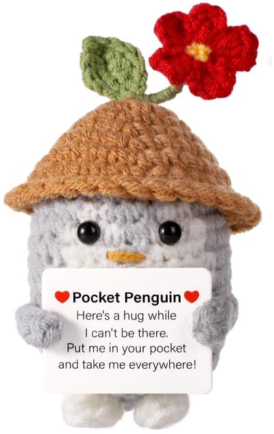 Dailygoody - Grappig Positieve Pinguïn - Schattig Gebreid Speelgoed - Creatief Cadeau - Grijs en Wit - Aardappel Pinguïnpop - Voor Gezinnen en Vriende