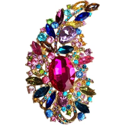 Prachtige Volledige Cyrstal Luxe Bloem Badges Broche Voor Vrouwen Meisjes Zware Industrie Pak Feest Speld Dame Banket Sieraden Accessoire blue