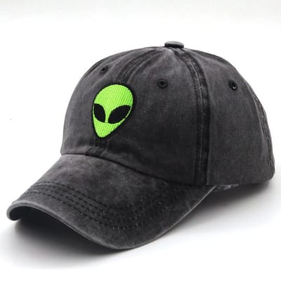 Groene geborduurde buitenaardse honkbalpet voor mannen en vrouwen, eendenbekhoed, vrijetijdsparasol buiten Adjustable gray