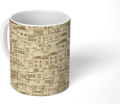 Mok - Koffiemok - Patronen - Huis - Skyline - Mokken - 350 ML - Beker - Koffiemokken - Theemok