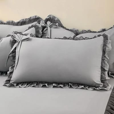 2-delige set Prinsessenkussenslopen met ruches Kussensloop Comfortabele kussensloop Ideaal voor volwassenen Kinderen Bevat een paar kussenslopen 2Pc Pillowcase lichtgrijze kleur