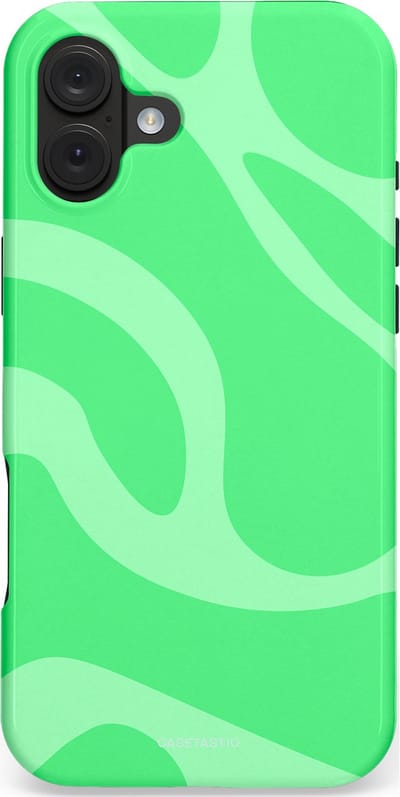 Casetastic hoesje geschikt voor Apple iPhone 16 Plus - MagSafe - Dubbellaagse bescherming - Limoen Groene Vloeiende Golven - Fashion Case - Groen