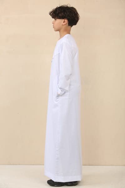 Witte Omani Eid Thobe Saudi Emirati Jubba-jas voor jongens voor jongens