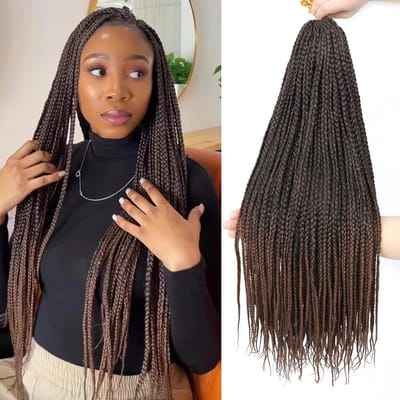 Knooploos Box Braids Gehaakt Haar - 6 Pakketten Voorgelust Vlechtwerk, 56 cm