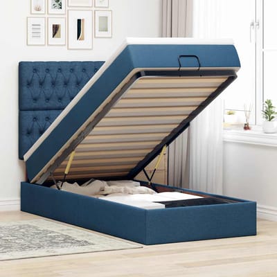 vidaXL - Ottoman - bed - met - matras - 90x190cm - stof - blauw