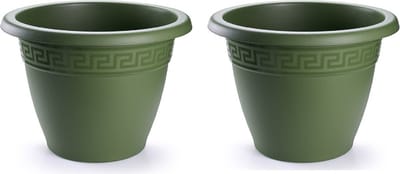 PlasticForte Plantenpot - 2x stuks - donkergroen - 50x40 cm - bloempot - kunststof - rond