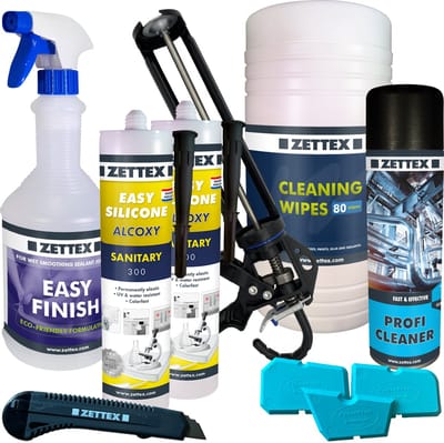 Zettex Easy Siliconenkit S - Sanitairkit voor Badkamer & Keuken - Schimmelbestendig & Elastisch - 2x310ml - Zwart - Voordeelbundel