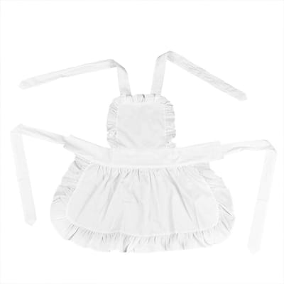 Dailygoods- Dirndl Schort 85x65cm - Wit Oberschort - Vintage Ruchesschort - Multifunctioneel Keukenschort - Ademend en Slijtvast - Met Zakken