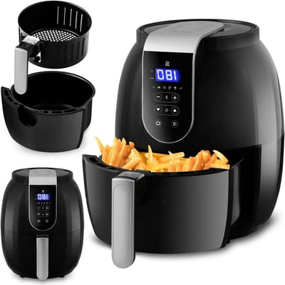 Vetvrije friteuse - Hetelucht friteuse Airfryer - Gezond koken - Met display - 26 liter - Zwart zilver
