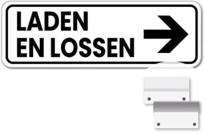 Bord laden en lossen pijl rechts - Weerbestendig Aluminium - 40x15 cm - Bevestiging: Met muur-/ wandmontage beugels