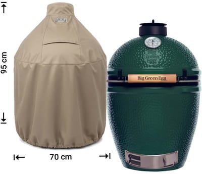 Raffles Covers Big Green Egg / Kamado hoes - 70 x 70 H: 95 cm - RBGE70 - Waterdicht - Ademend - UV-bestendig - Elastisch rijgkoord - Big Green Egg / Kamado Accessoires - Hoes voor BBQ + Tafel