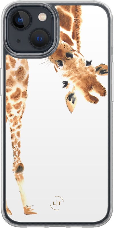Hoesje geschikt voor iPhone 13 - Giraffe - 2in1 backcover - Giraffe - Bruin - Leuke Telefoonhoesjes