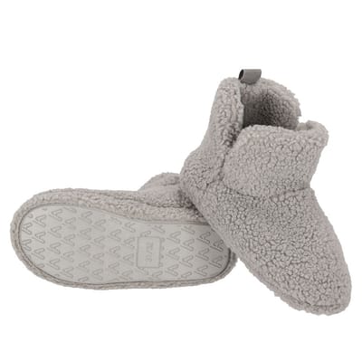 Apollo - Hoge Pantoffels kinderen - Teddy - Grijs - Maat 25/26 - Pupil - Jongens sloffen - Pantoffels meisjes - Pantoffels Jongens