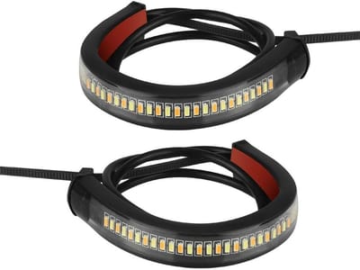 2 Stuks 12V Motorfiets Streamer Amber LED Voorvork Indicator Lichtstrip voor Richtingaanwijzers Waterdicht Flitslicht en Dagrijverlichting