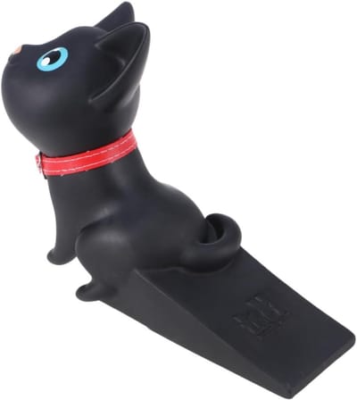 Deurstopper Kat - Deurwig Deurstop - Voorkom Dichtslaan - Antislip PVC Materiaal - 106 Grams - Zwart