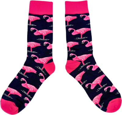 Tutti Footi - Sokken met Flamingo's maat 37-41 - Grappige sokken met vogels/dieren - Zwart-roze
