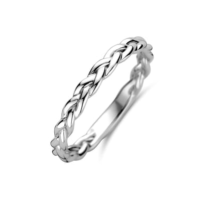 Zilver gerhodineerd Ring Gevlochten Zilver Gerhodineerd - 1340661