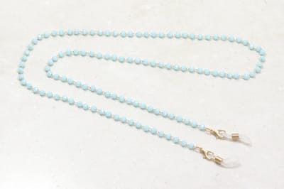 Brillenkoord lichtblauw glaskralen - ketting voor zonnebril/bril met kraaltjes
