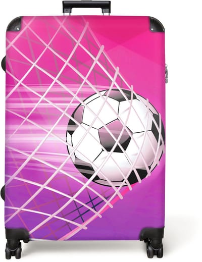 NoBoringSuitcases.com® - Koffer groot - Reiskoffer lichtgewicht - Voetbal - Goal - Net - Scoren - Meisjes - Rolkoffer met 4 wielen - Grote trolley XL - 98 liter bagage