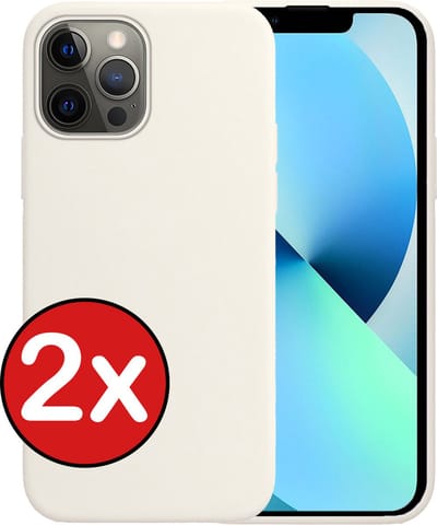 Hoesje - 2 Stuks - Geschikt voor Apple iPhone 14 Pro - Sterk & Shockproof - Telefoonhoes - Back Cover - Case Siliconen - Telefoon Hoes - Wit