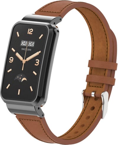 Leer Smartwatch bandje - Geschikt voor Xiaomi Smart Band 7 Pro leren bandje - bruin - Strap-it Horlogeband / Polsband / Armband
