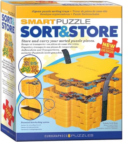 Puzzel Sorteer Dienbladen - Opbergbakjes - Puzzelstukjes Sorteren - Stapelbare Set - 6 Bakjes - Geel