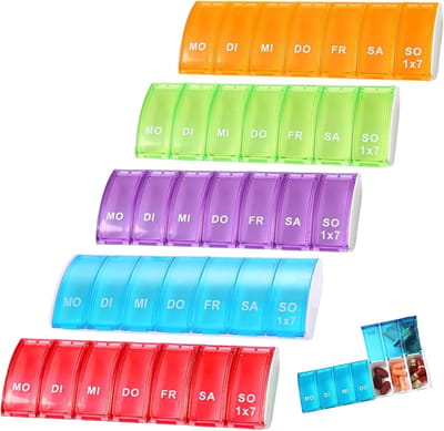 Tablet Organizer voor Medicijnen - 5-Daagse Pillendoos met Compartimenten, Herbruikbaar en Mini Formaat, Ideaal voor Weekmedicatie en Vitaminen