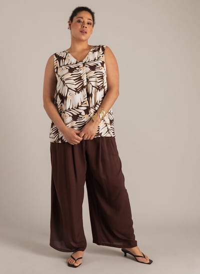 YEST CURVE Nicoline Tops - Coffee Brown/Multi-C - maat 0(46)