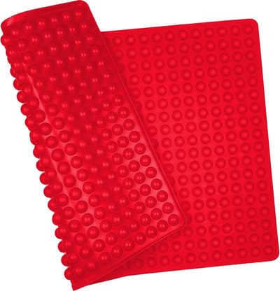 Famanu Siliconen bakmat, (1,2 cm) 39.8 x 27.7 cm, mini Hemisfeer, siliconen mat, bakvorm voor hondenkoekjes, herbruikbare bakonderlegger voor de oven, hittebestendig en geschikt voor levensmiddelen, BPA-vrij (rood)