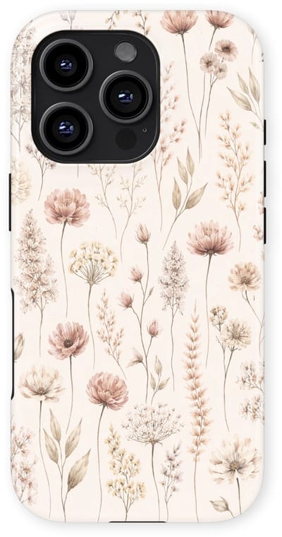Bloemen Design Hoesje geschikt voor iPhone 16 Pro | Flower Print Tough Case met Mag | Shockproof | Bloemen Motief Backcover geschikt voor iPhone 16 Pro Beige Bloom