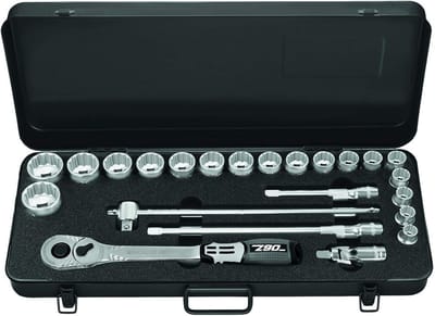 Dopsleutelset 1/2 inch (12,5 mm) met 12-kant doppen en 90-tands ratel