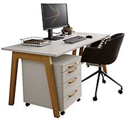 Schäfer Shop Select Start Off Houten bureau, rechthoekig, A-poot, B 1600 x D 800 x H 735 mm, wit/houtlook