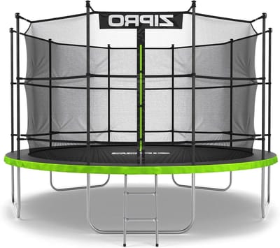 Tuintrampoline Rond - Springkussen buiten - Buiten spelen - Binnen veiligheidsnet - 374 cm diameter - Groen zwart wit
