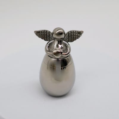 Mini Urn - Kleine Urn voor As - Zilver - Engel - Groot