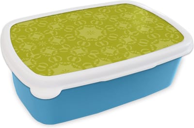 Broodtrommel Blauw - Lunchbox - Brooddoos - Kompas - Groen - Patronen - 18x12x6 cm - Kinderen - Jongen