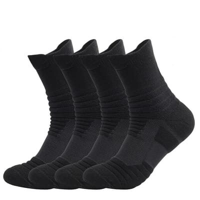 Zwarte outdoorsokken heren dames sport sokken set van 4 paar ademende hoge wandelsokken maat 39 42 voor hiking trekking en outdoor activiteiten