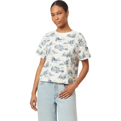 Scotch & Soda Boxy Crop Tee Blue Toile Taglia: L | Maglie Sportivi Outlet | Donna | Blu