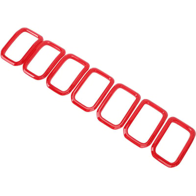 7 STuks Voorgrille Inzetstuk Cover Rode Voorgrille Cover Ringen Frame Sierlijsten Kit Omtrek Auto Decoratie red