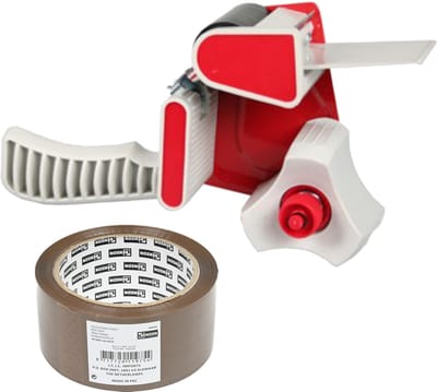 Benson Tape dispenser/houder - kunststof - incl. 2 rollen verpakkingstape