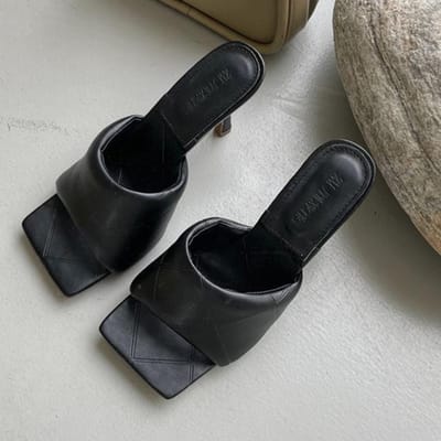 Dames Zomer 10cm Hoge Hakken Slides Muiltjes Dames Nude Slippers Sandalen Luxe Merk Designer Stiletto Hak Zacht Leer Schoenen 41