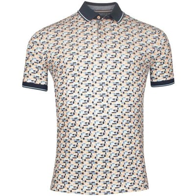 Baileys Polo Piqué Allover Brush Stroke Pattern Pastel Salmon / male