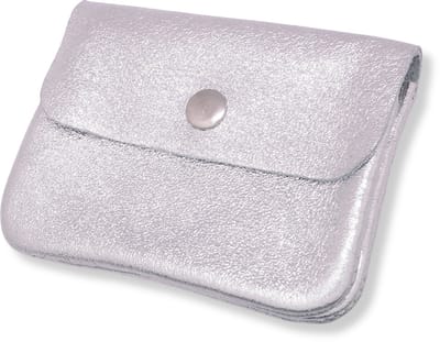 Bijoutheek Portemonnee Leer Italiaans Metallic Licht Zilver
