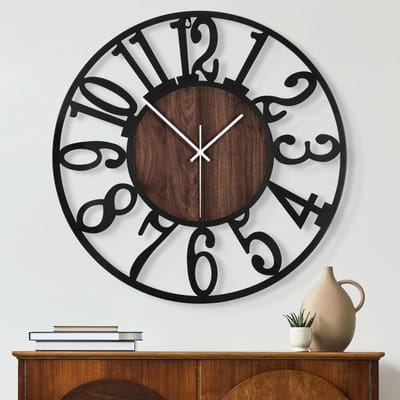 DailySupplies® Klok - Wandklok Modern - Klokken - Industrieel - Zwart en Bruin