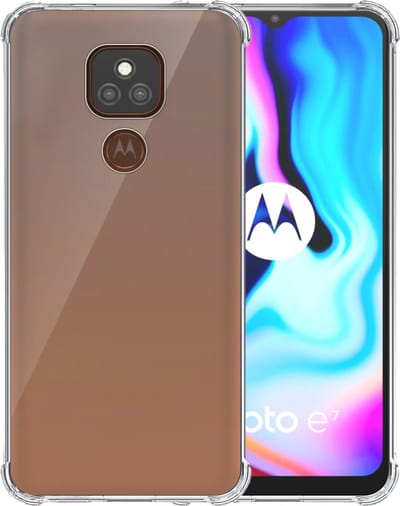 Telefoonhoesje Geschikt voor Motorola Moto E7 Plus Transparant - Shockproof TPU Siliconen Case met Stootrand Doorzichtig - Smartphonica geschikt voor Motorola Moto E7 Plus