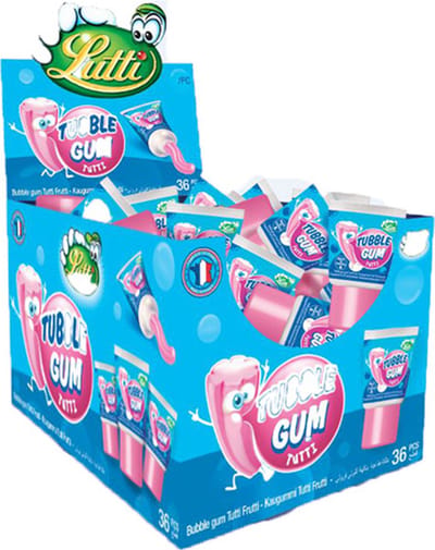Lutti Tubble Gum - tube kauwgom met tutti frutti smaak - 36 stuks